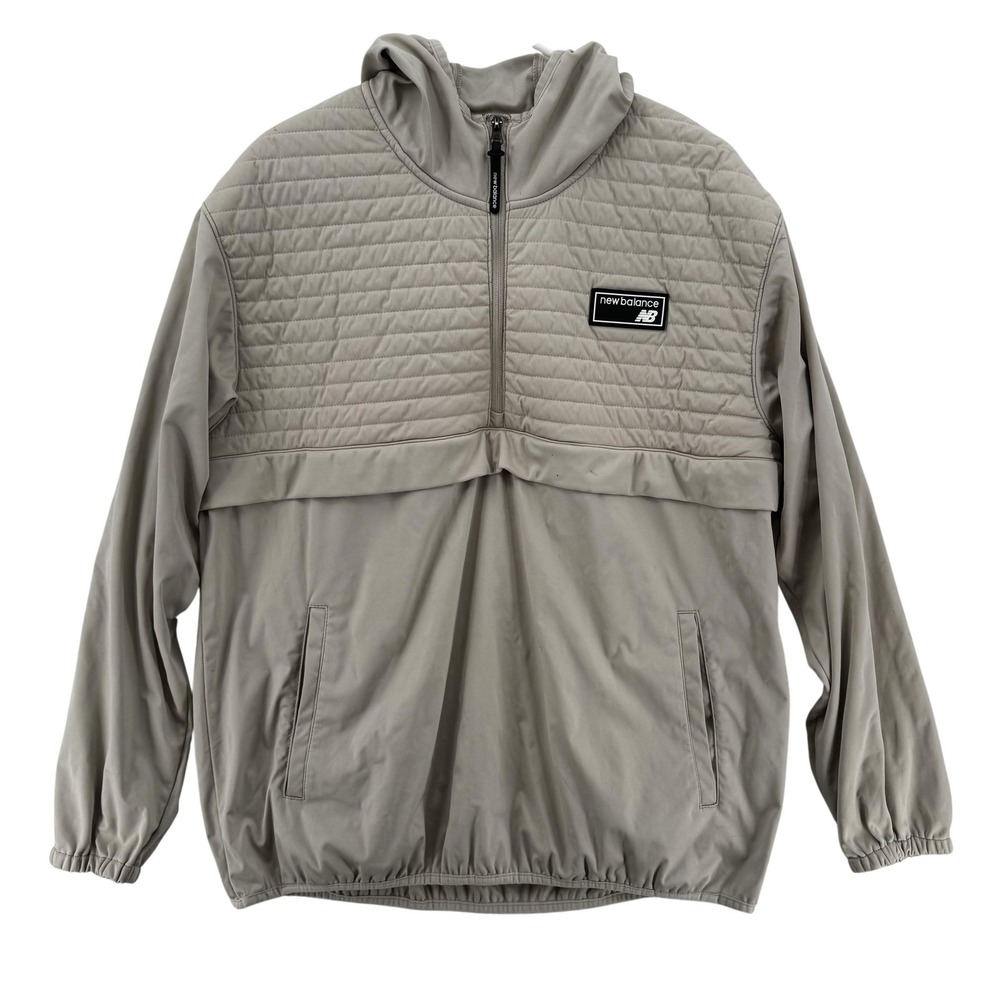 New Balance Pullover Jacket Mens Large Hooded Quilted Half Zip Lightweight